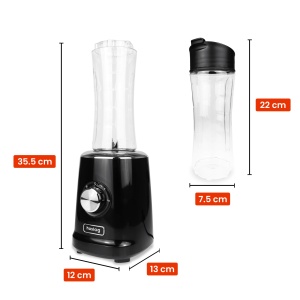 Blender Huslog 500W, 600ml, 4 cutite din otel inoxidabil, Negru - Img 4
