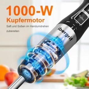 Blender Ibergrif M525 1000 W, cu control variabil si lame din inox - Img 3