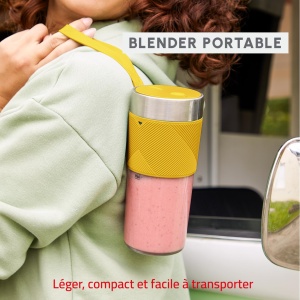 Blender portabil Moulinex Lightmix LM1C0210 300 ml galben putere mare reincarcabil - Img 2