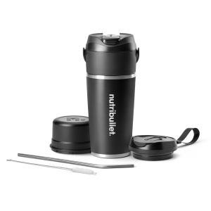 Blender portabil Nutribullet Flip, 590 ml, inox, kabellos, negru