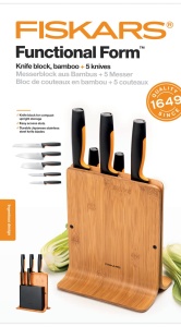 Bloc de cutite Fiskars Functional Form cu 5 cutite din otel japonez, bambus - Img 7