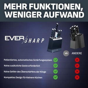 Bloc de cutite Tefal EverSharp Pro K297S744 6 piese tehnologie de ascutire automata otel inoxidabil german albastru - Img 9