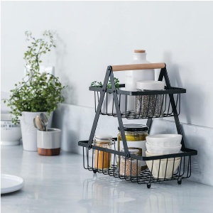 Bol de fructe Lacor 61124, din metal si lemn de cauciuc, 27 x 17 x 29 cm - Img 5