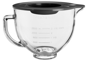 Bol din sticla KitchenAid 5KSM5GB 48L cu capac si marcaje de masurare
