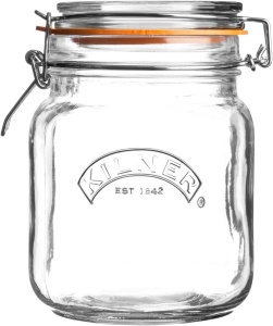 Borcan de sticla Kilner cu capac, 1 L, design patrat, etans