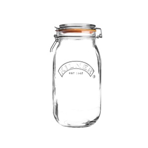 Borcan de sticla Kilner cu capacitate de 3 L, design rotund, cu inchidere ermetica
