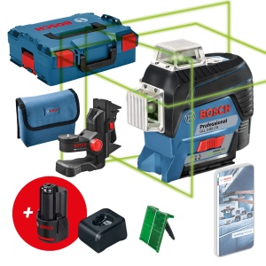 Bosch Professional 12V System Line Laser GLL 3-80 CG 2x baterie 12 V incarcator laser verde cu functie de aplicatie montare universala raza de lucru p - Img 1