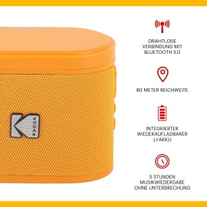 Boxa portabila Kodak SOUNDBRIX Orange 5W Bluetooth cu Dock magnetic - Img 2