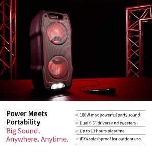 Boxa portabila SHARP PS931, 180W, neagra, cu LED-uri si acumulator - Img 3