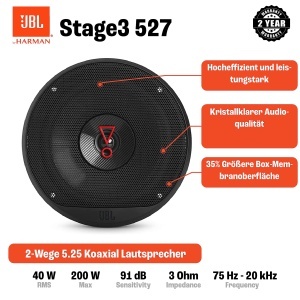 Boxe auto JBL Stage3 527 200W 13cm Negru - Img 3