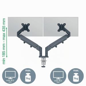Brat monitor ergonomic Leitz 65370089, pentru 2 monitoare 17-32 inch, gri - Img 4