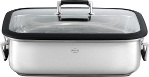 Brater rectangular ROSLE SILENCE PRO din inox 1810 cu capac din sticla