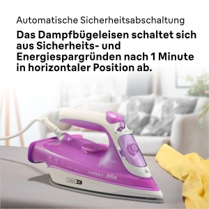 Braun FreeStyle 3 FI3124 PU fier de calcat cu abur cu tehnologie FreeGlide 3D talpa SuperCeramic Ultimate FastClean oprire automata abur vertical viol - Img 7