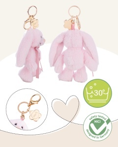 Breloc NICI Hase Lopino 13cm cu carabina, roz, stil elegant - Img 3