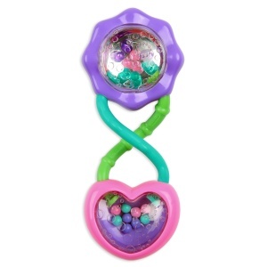 Bright Starts Rattle Shake Jucarie pentru Bebelusi Roz cu Margele Colorate si Maner Texturat
