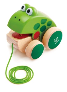 Broasca Hape Fridolin von Hape | Broasca din lemn Fly Eating Pull-Along Jucarie pentru copii mici, culori stralucitoare - Img 2
