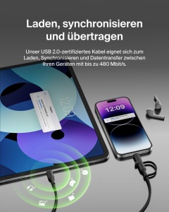 Cablu de incarcare 2-in-1 Belkin BoostCharge Pro USB-C si Lightning, 1.5m, 60W - Img 7