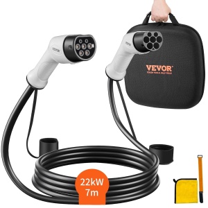 Cablu de incarcare pentru masini electrice VEVOR Tip 2, 22kW, 7m, rezistent la apa si praf