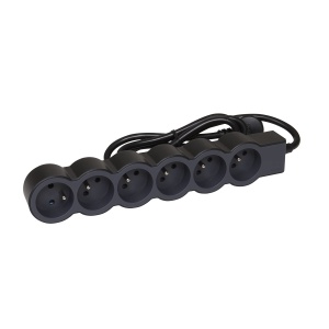 Cablu prelungitor Legrand 049486 cu 6 prize, cu impamantare, 1,5 m, negru si gri inchis