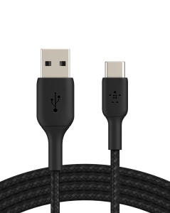 Cablu USB-C Belkin BoostCharge, 1m, negru, rezistent la 30.000 biegari