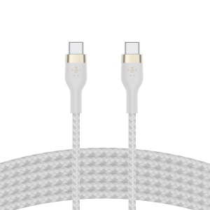 Cablu USB-C Belkin BoostCharge Pro Flex, 3 m, Alb, Rapid, Flexibil