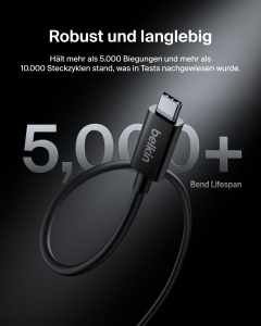 Cablu USB-C Thunderbolt 5 Belkin, 240 W, 120 Gbits, 1 m, Negru - Img 8