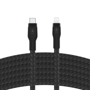 Cablu USB-CLightning Belkin BoostCharge Pro Flex, 3 m, 20 W, Negru