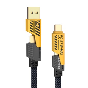 Cablu USB Multi YISH 4 in 1, 1.8M, 65W, Nylon, pentru iPhone si Android