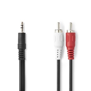 Cabluri audio Nedis 3.5 mm la 2x RCA, 10 m, negru, plastic