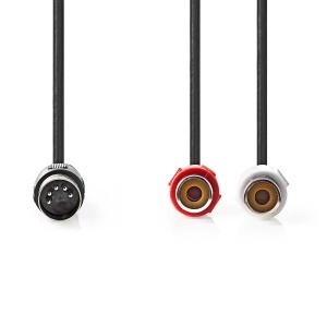Cabluri audio Nedis DIN 5-Pini cu 2x Cinch, 0.20 m, Negru - Img 2