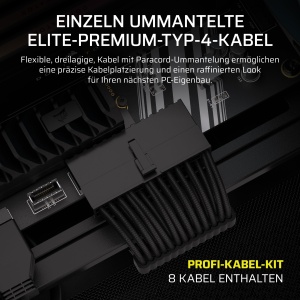 Cabluri de alimentare Corsair Elite Premium Pro-Kit Tip 4, Negru, Paracord - Img 2
