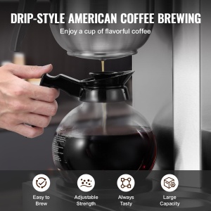 Cafetiera VEVOR FRB-286-BD3 12 Cesti 3 Carafe Sticla Inox - Img 6