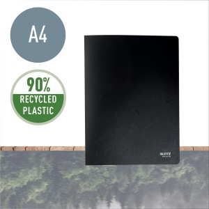 Caiet cu folie Leitz Recycle A4, 10 bucati, 80 foi, negru - Img 2