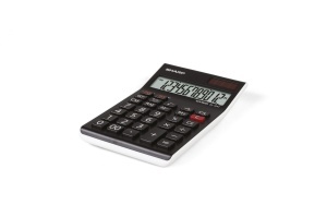 Calculator de birou Sharp EL-124T WH, 12 cifre, solar si cu baterie, negru - Img 3