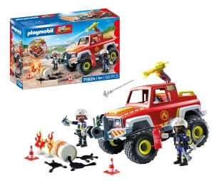 Camion de pompieri PLAYMOBIL 71824 cu loc pentru 2 figurine, accesorii incluse