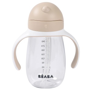 Cana cu pai Beaba 2-in-1 300 ml 100 etansa BPA-free culoare Argile - Img 2
