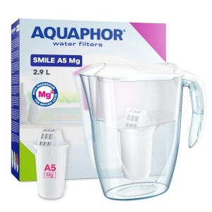 Cana filtranta AQUAPHOR A5 Smile, 2,9 L, cu filtru de magneziu, alb - Img 1