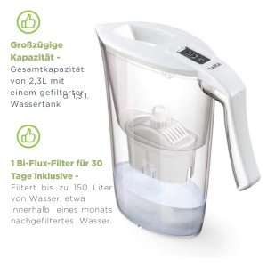 Cana filtranta Laica Carmen capacitate 23L cu 3 filtre Bi-Flux alb - Img 4