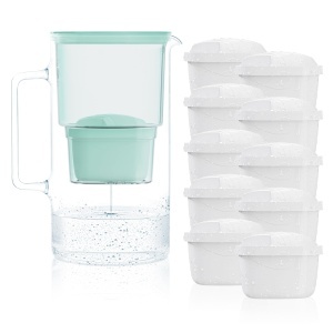Cana filtranta Wessper AquaMax 3L din sticla, set cu 10 cartuse de filtrare