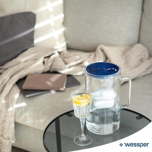 Cana filtranta Wessper D2 Borosilicat, 3L, cu LED, BPA Free, Albastra - Img 7