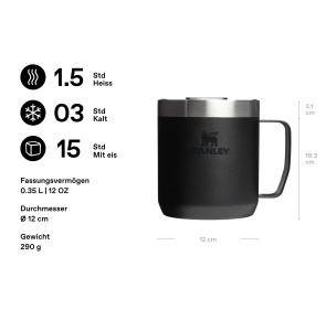 Cana termica STANLEY Classic Legendary 354 ml, negru, dublu perete, BPA-free - Img 2