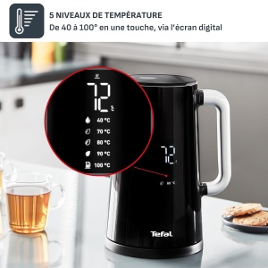 Cantar cu apa Tefal Smart Light, 1.7L, digital, 5 temperaturi, negru - Img 3