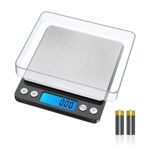 Cantar de bucatarie GRIFEMA Digital Profi (High Precision 0.01g-500g) - Cantar de precizie cu afisaj LCD si 2 baterii, Cantar automat de parcare si tara, Cantar de bucatarie mic cu 6 unitati