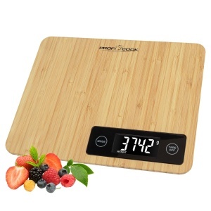 Cantar de bucatarie ProfiCook PC-KW 1271 din bambus, 5000g, LCD iluminat