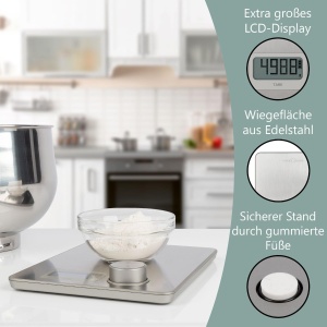 Cantar de bucatarie ProfiCook(r) fara baterii | Cantar digital de bucatarie cu energie cinetica | Cantar cu domeniu de masurare de 1 g - 5 kg si afisaj mare | cu functie de tara si diverse. Unitati de masura - PC-KW 1263 - Img 3