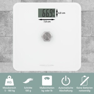 Cantar de persoane ProfiCare PC-PW 3112, capacitate 5-180 kg, display LCD mare, alb - Img 5
