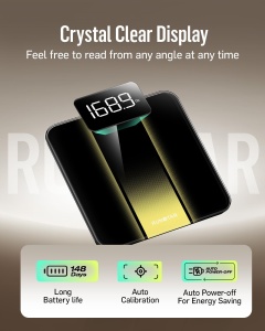 Cantar de persoane RunStar, digital, 400 lb180 kg, display LED, sticla securizata - Img 4
