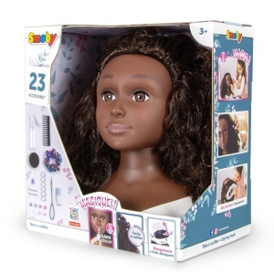 Cap de coafura Smoby My Beauty Afro cu 23 accesorii, par lung si ondulat - Img 7