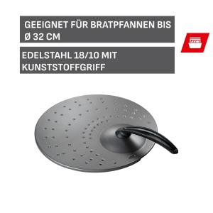 Capac de protectie pentru tigaie Silit, inox, 34 cm, negru - Img 2