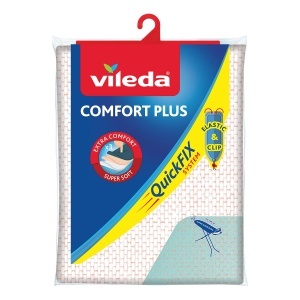 Capac pentru masa de calcat Vileda Comfort Plus pentru statie de calcat cu abur 3 straturi sistem de fixare rapida mese de calcat de la 30-45 cm x 110 - Img 1